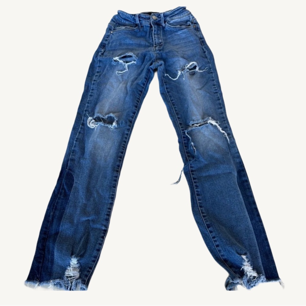 BLACK LABEL skinny dark wash ripped distressed jeans